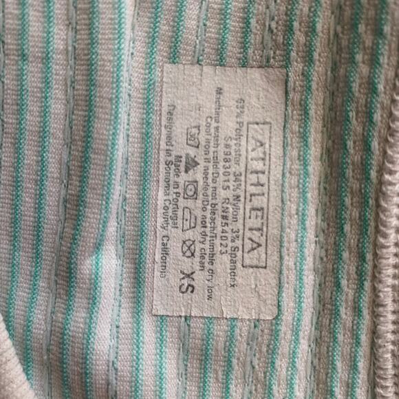 Athleta Green Striped T-Shirt Size XS - Picture 5 of 7